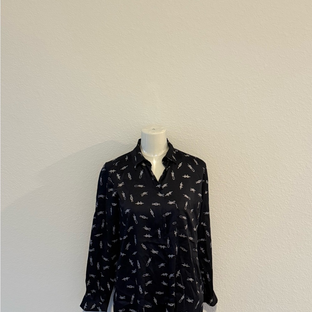 Zara Navy Shirt with White Knot Pattern